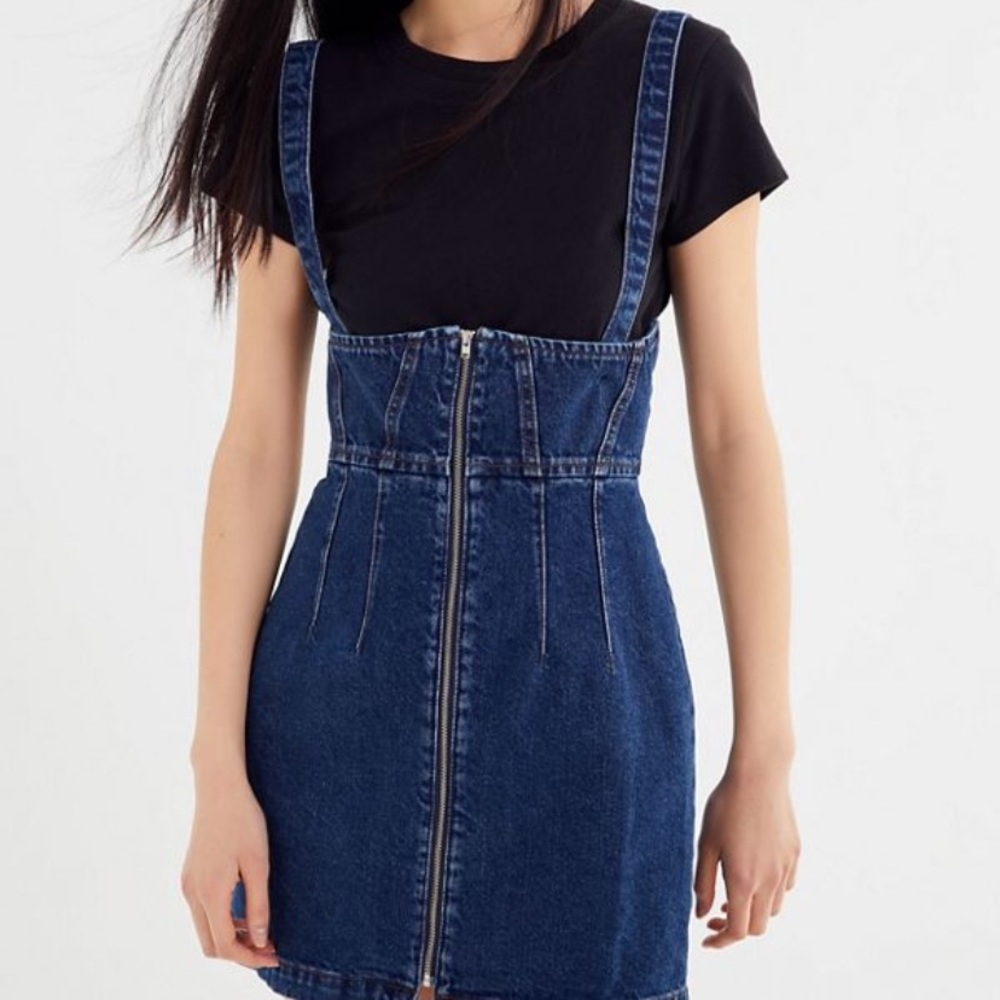 dark wash denim corset fit convertible “skirtall”